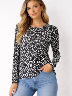 Premise Studio Black and off White tunic blouse, Size Small